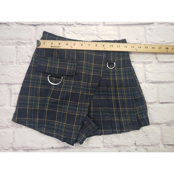 Cali 1850 Blue Green Mini Pleated Skort Skirt XSmall Plaid - Picture 4 of 6